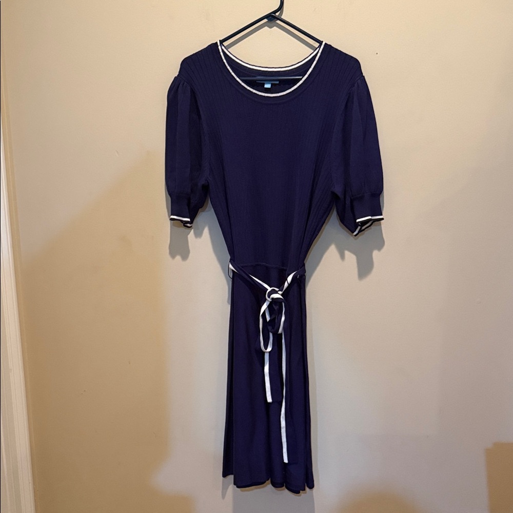 Draper James Navy Dress with White Trim